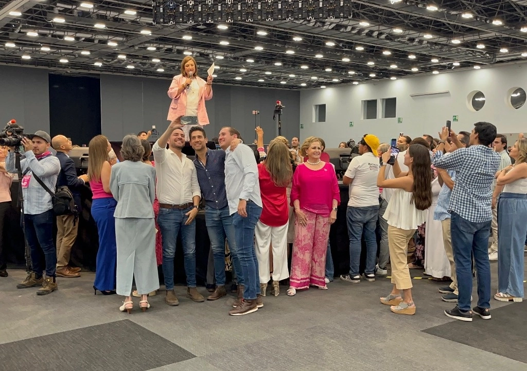 La candidata de Fuerza y Corazón por México a la Presidencia, Xóchitl Gálvez durante el evento. Foto Néstor Jiménez