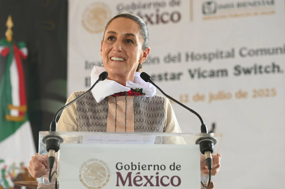 La presidenta Claudia Sheinbaum durante su visita a Guaymas, Sonora, el 12 de julio de 2025.
