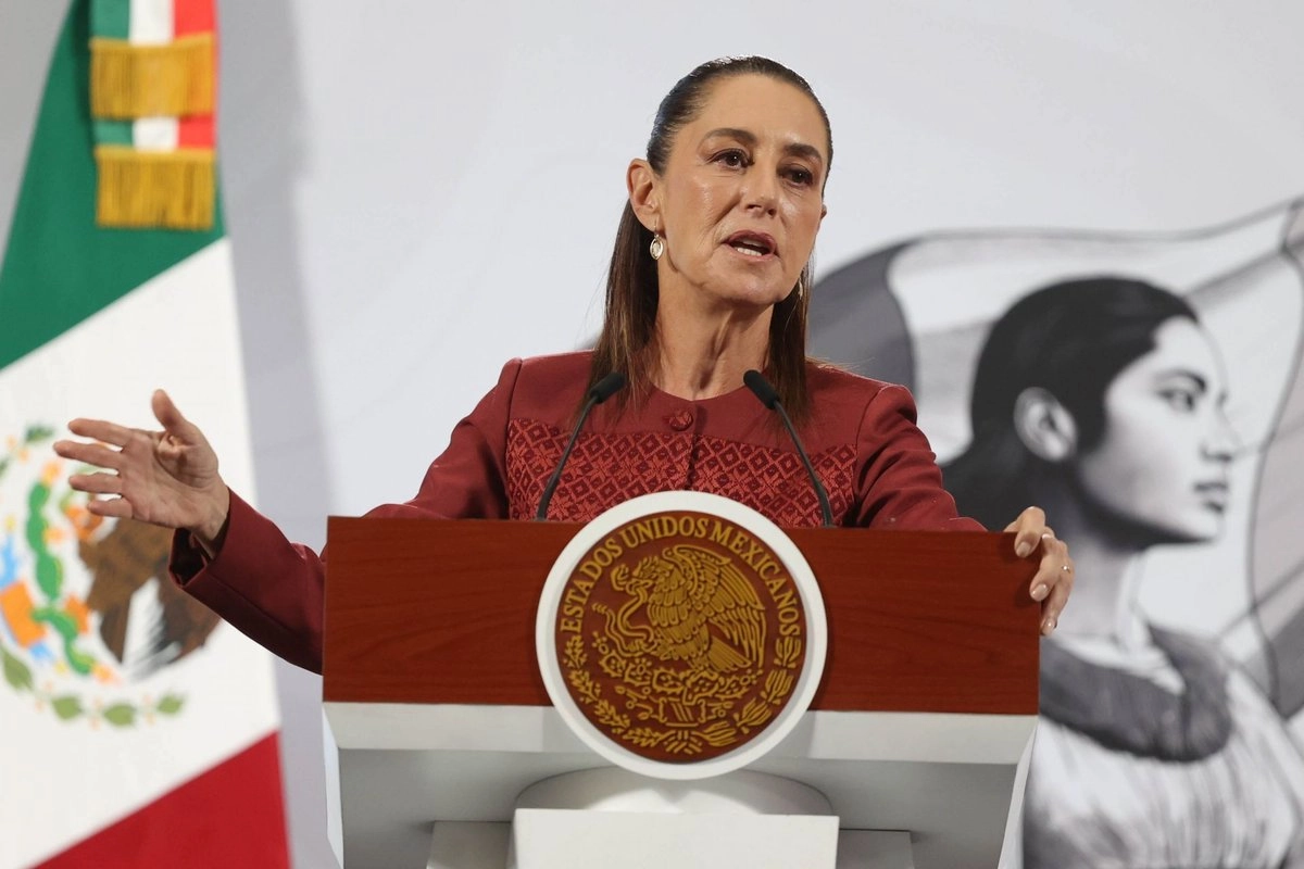 La presidenta Claudia Sheinbaum, durante su conferencia de este lunes 24 de noviembre, desde Palacio Nacional. 