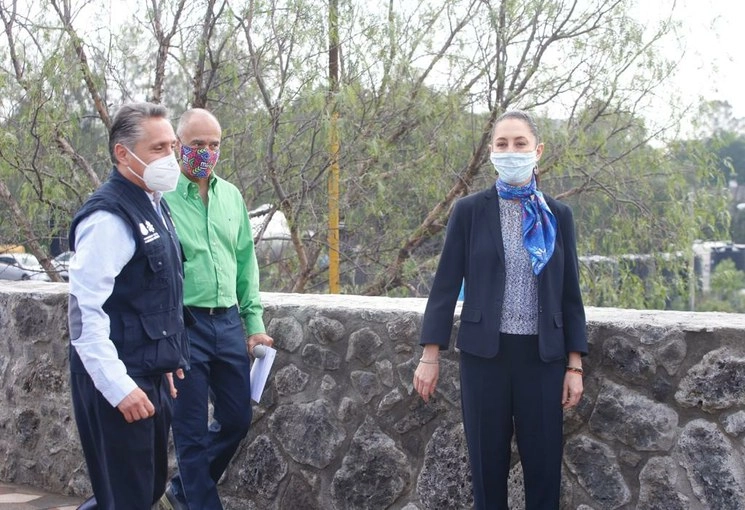 La jefa de gobierno capitalino, Claudia Sheinbaum, durante la presentacion de la segunda etapa de intervención del Parque Cantera, en la Ciudad de México, el 5 de agosto de 2020. Foto Guillermo Sologuren