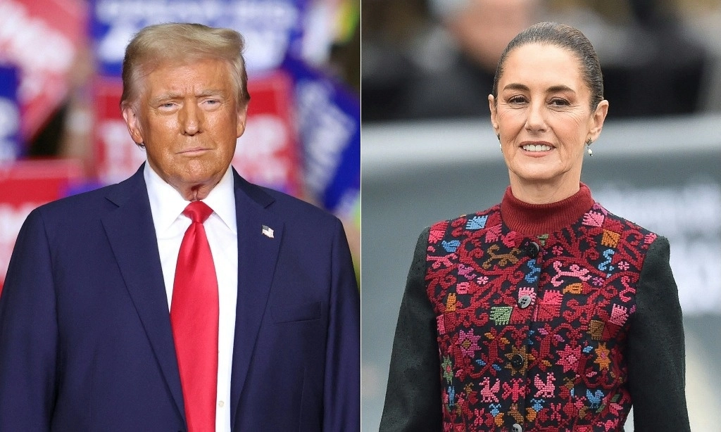 Donald Trump, presidente electo de Estados Unidos y Claudia Sheinbaum, presidenta de México. Foto Afp.
