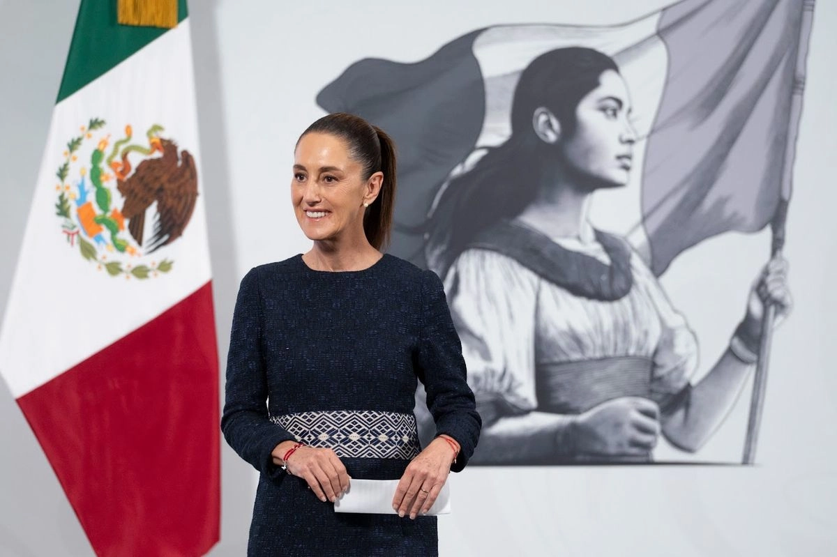 La presidenta Claudia Sheinbaum durante su conferencia matutina en Palacio Nacional, en la Ciudad de México, el 18 de julio de 2025. Foto 