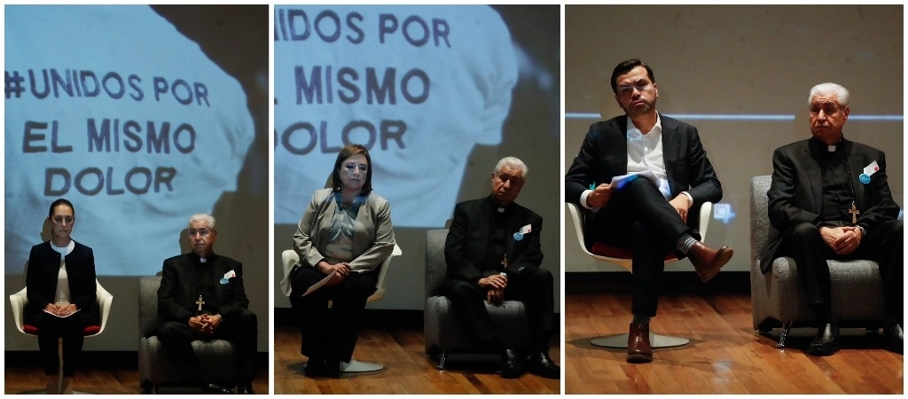 Claudia Sheinbaum, Xóchitl Gálvez y Jorge Álvarez, candidatos a la Presidencia de México, asistieron al Centro Cultural Universitario Tlatelolco para conocer las 117 propuestas de la Conferencia del Episcopado Mexicano encaminadas a conseguir la paz en el país. Los aspirantes fueron recibidos en distintos horarios. Foto Cristina Rodríguez 
