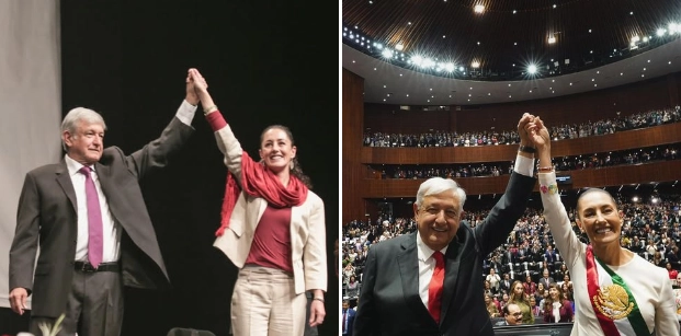 Imágenes publicadas por la presidenta Claudia Sheinbaum, a propósito de cumplirse seis años de haber iniciado la 4T. Fotos tomas de https://www.facebook.com/ClaudiaSheinbaumPardo