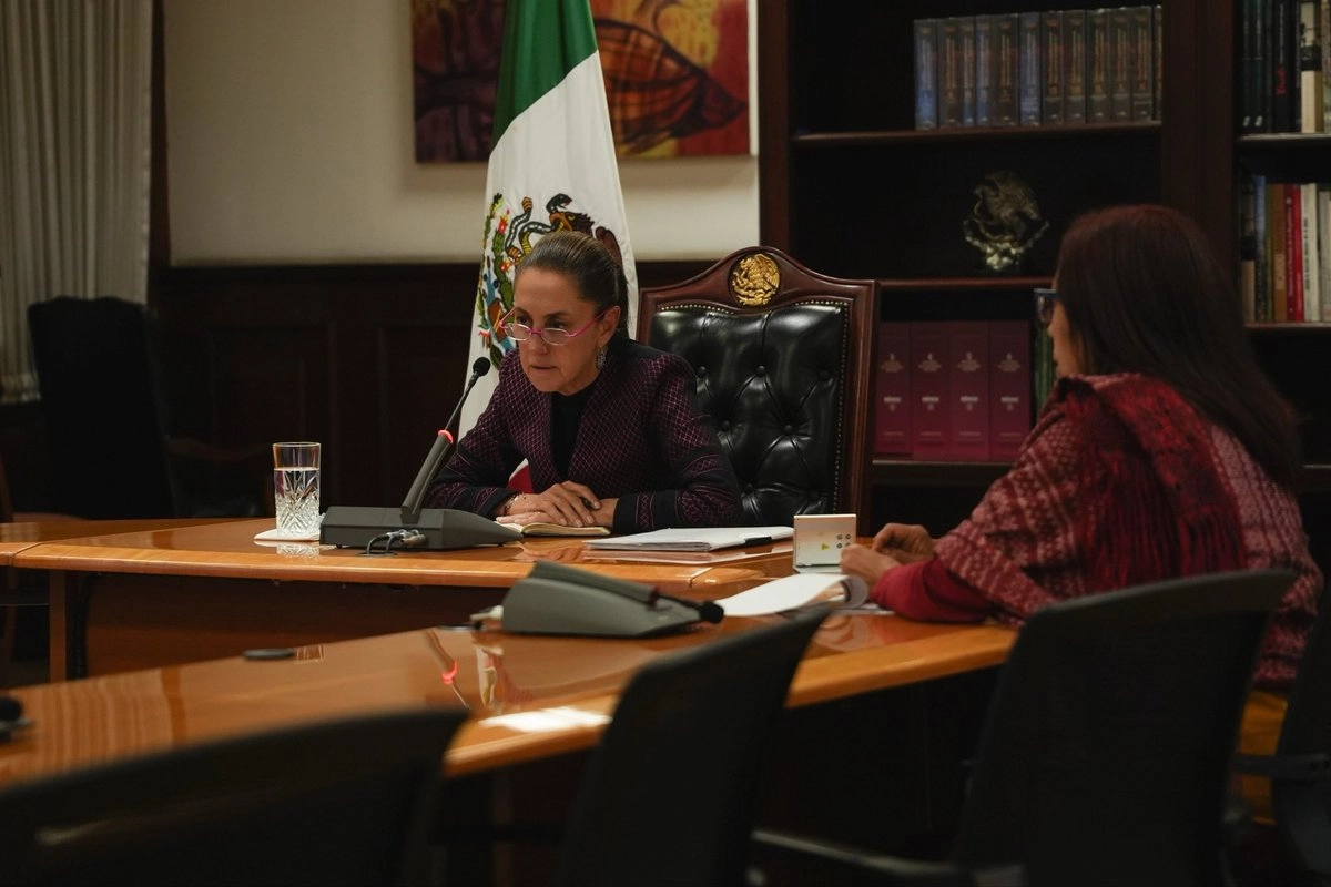 La presidenta Claudia Sheinbaum Pardo durante el encuentro virtual con el gobernador Alejandro Armenta. Foto tomada de la cuenta de X 