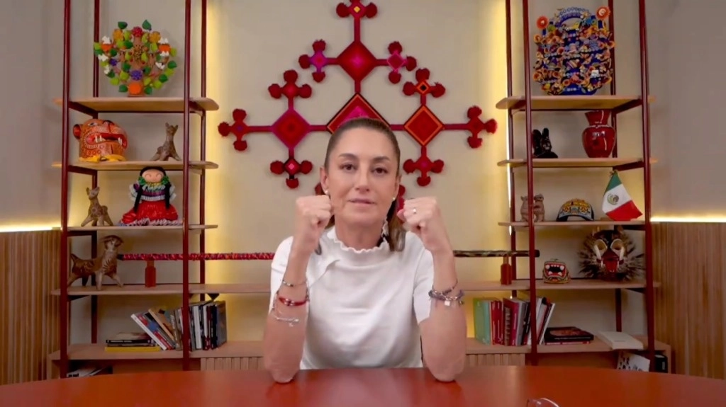 La candidata de Sigamos Haciendo Historia, Claudia Sheinbaum durante su mensaje. Fotograma del video compartido en sus redes sociales