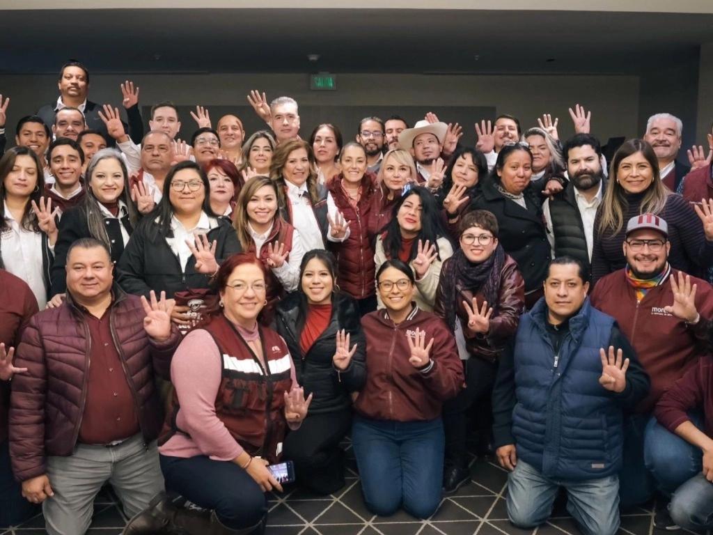 La precandidata de Morena a la presidencia realiza una gira por Nuevo León, el 4 de enero de 2024. Foto tomada de X @Claudiashein

