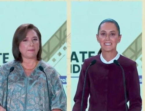 Las candidatas presidenciales durante el segundo debate presidencial. Foto capturas de pantalla