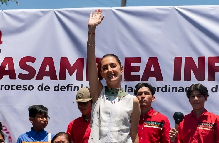 Claudia Sheinbaum, en su gira por Baja California, el 22 de junio de 2023. Foto ‘La Jornada Baja California’