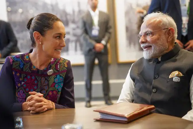 La presidenta Claudia Sheinbaum y el primer ministro de India, Narendra Modi