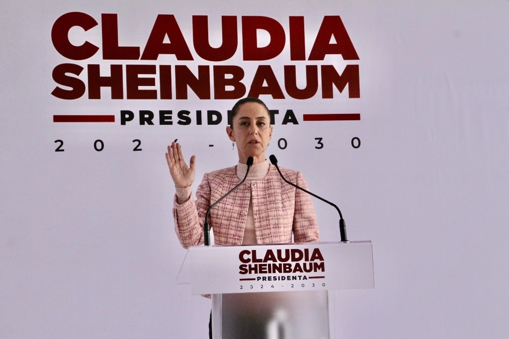 La virtual presidenta electa, Claudia Sheinbaum, ofrece conferencia de prensa, en la casa de transición, en la alcaldía Iztapalapa, Ciudad de México, el 17 de julio de 2024. Foto Germán Canseco