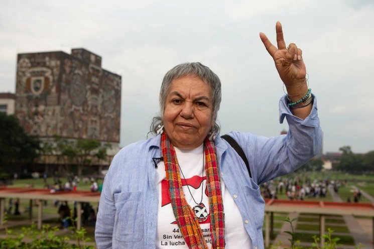 Ignacia Rodríguez, activista estudiantil del 68, en la marcha antiporros en Ciudad Universitaria del 5 de septiembre de 2018. Foto José Carlo Rodríguez 