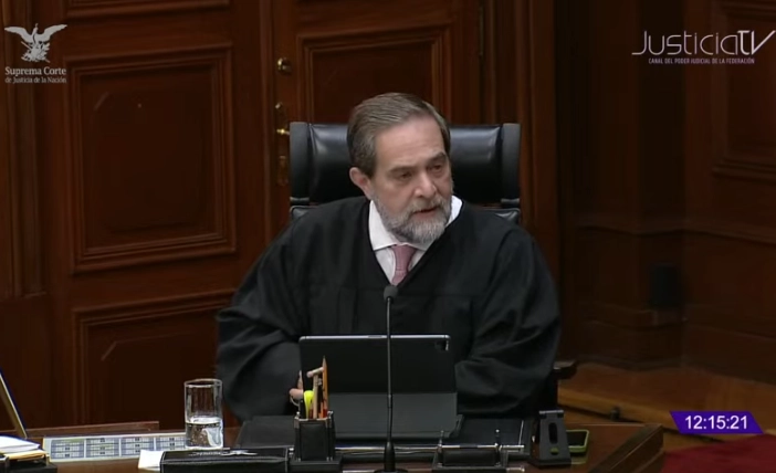 El ministro Pardo Rebolledo, durante la sesión de la SCJN de este martes 5 de noviembre. Imagen tomada de la transmisión en vivo 