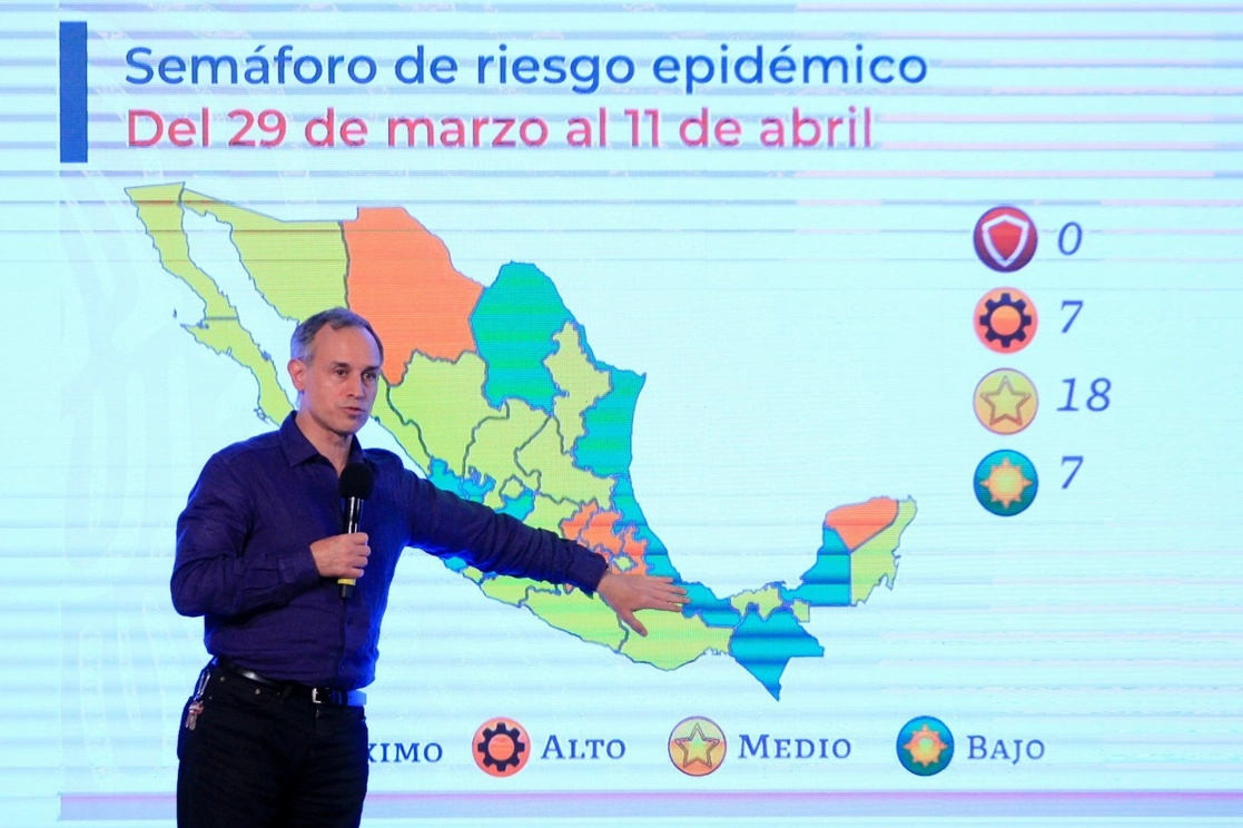 El subsecretario Hugo López-Gatell Ramírez informa sobre el semáforo epidemiológico que será vigente del 29 de marzo al 11 de abril. Foto Cuartoscuro