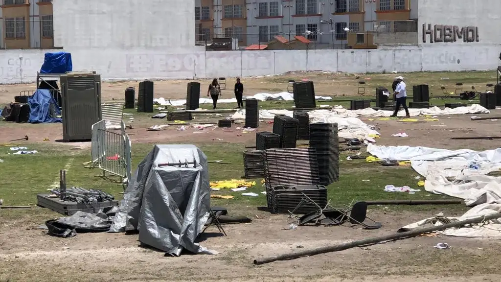 El predio ubicado en la avenida Ozumbilla, en Tecamac, Edomex, permanece resguardado por las autoridades, el 28 de abril de 2023. Foto Javier Salinas