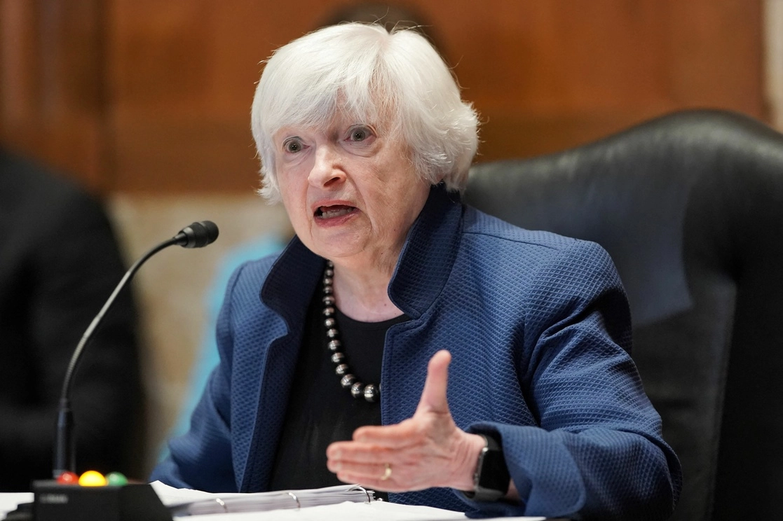 Janet Yellen este miércoles en  el Capitolio. Foto Afp