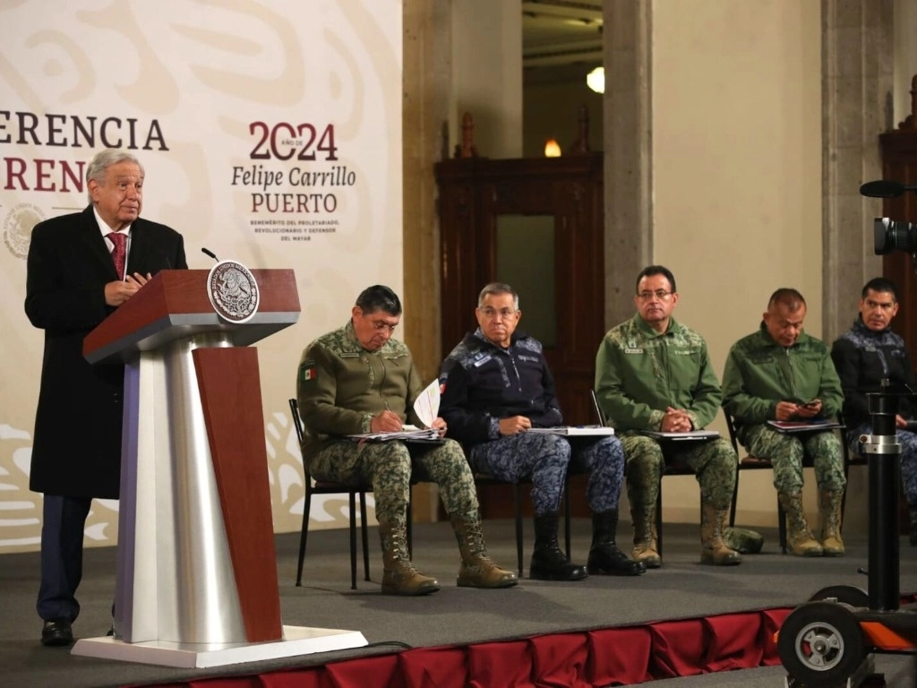 El presidente Andrés Manuel López Obrador durante su conferencia matutina desde Palacio Nacional, en la Ciudad de México, el 23 de enero de 2024. Foto Yazmín Ortega Cortés
