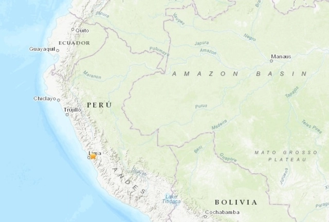 Ciudad de Lima, Perú en un mapa. Foto Afp