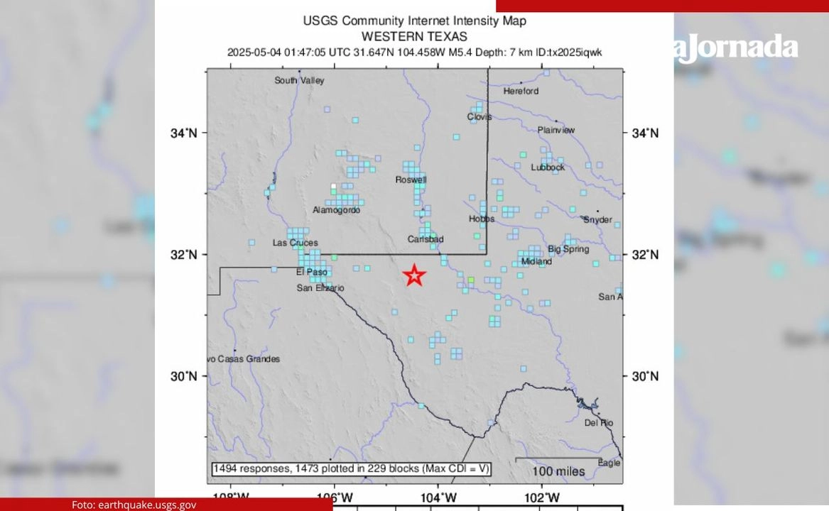 Un sismo de magnitud 5.3 sacudió partes de Nuevo México y el oeste de Texas el sábado por la noche, según el Servicio Geológico de Estados Unidos. Foto 