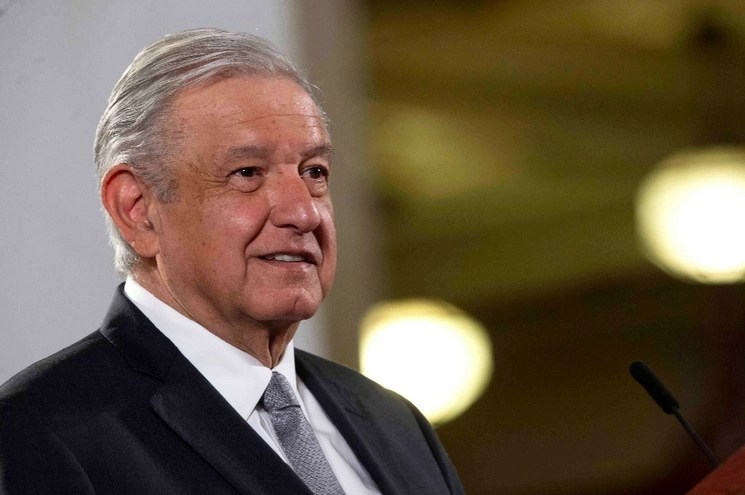 El presidente López Obrador, durante esta mañana en su conferencia de prensa. Foto Presidencia 