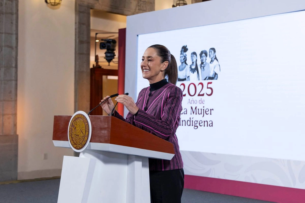 La presidenta Claudia Sheinbaum, durante su conferencia de este miércoles desde Palacio Nacional. 