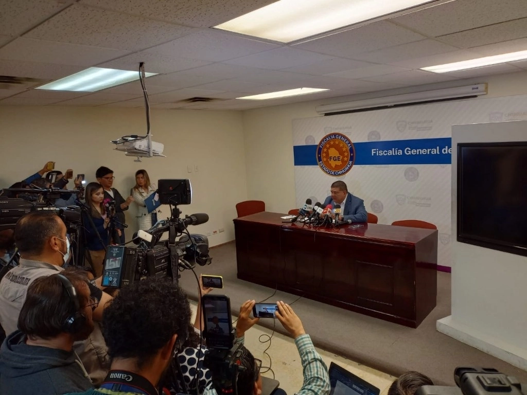 Conferencia de prensa de César Jáuregui Moreno, titular de la FGE de Chihuahua. Foto Jesús Estrada