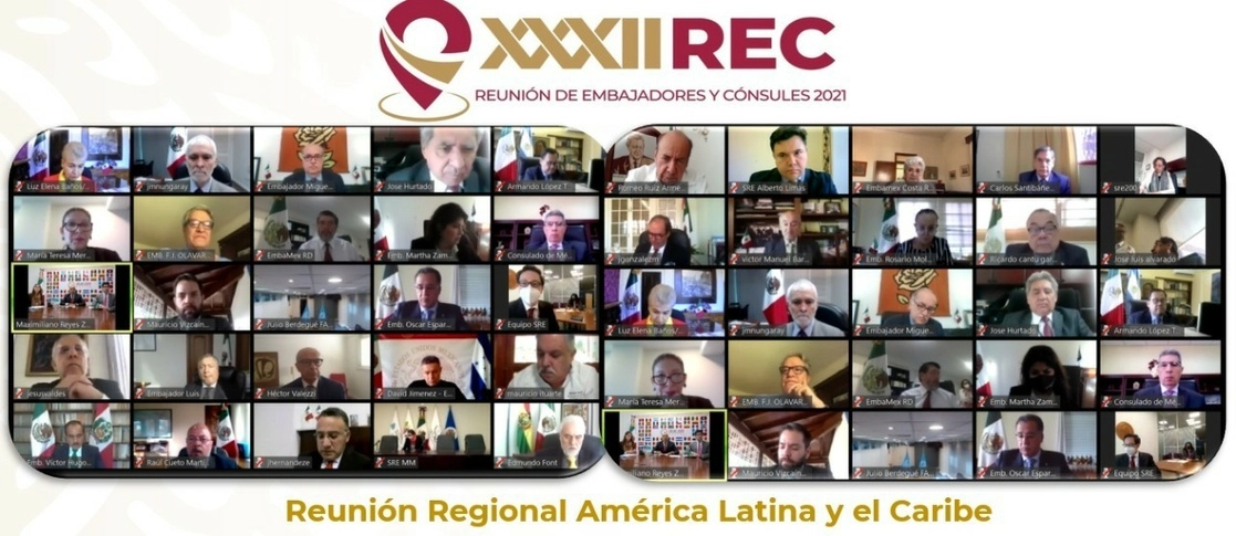 Durante la reunión regional de embajadores y cónsules en América Latina y El Caribe. Imagen tomada del Twitter de @maximilianoreyz