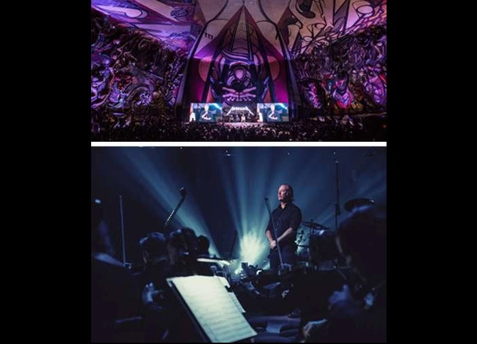 Arriba, durante una reunión del grupo estadunidense con 500 seguidores mexicanos. Abajo, James Hetfield. Foto Medios y Media y Universal
