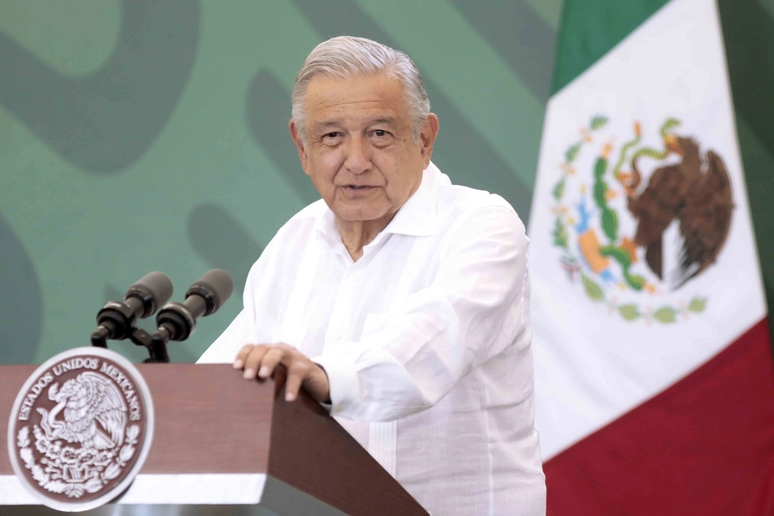 El presidente Andrés Manuel López Obrador durante su conferencia desde Tapachula, Chiapas, el 11 de marzo de 2022. Foto cortesía Presidencia