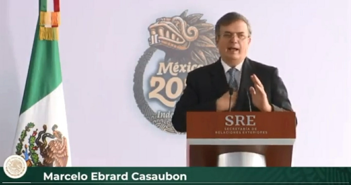 Marcelo Ebrard hizo el anuncio en Puebla. Foto @SRE_mx