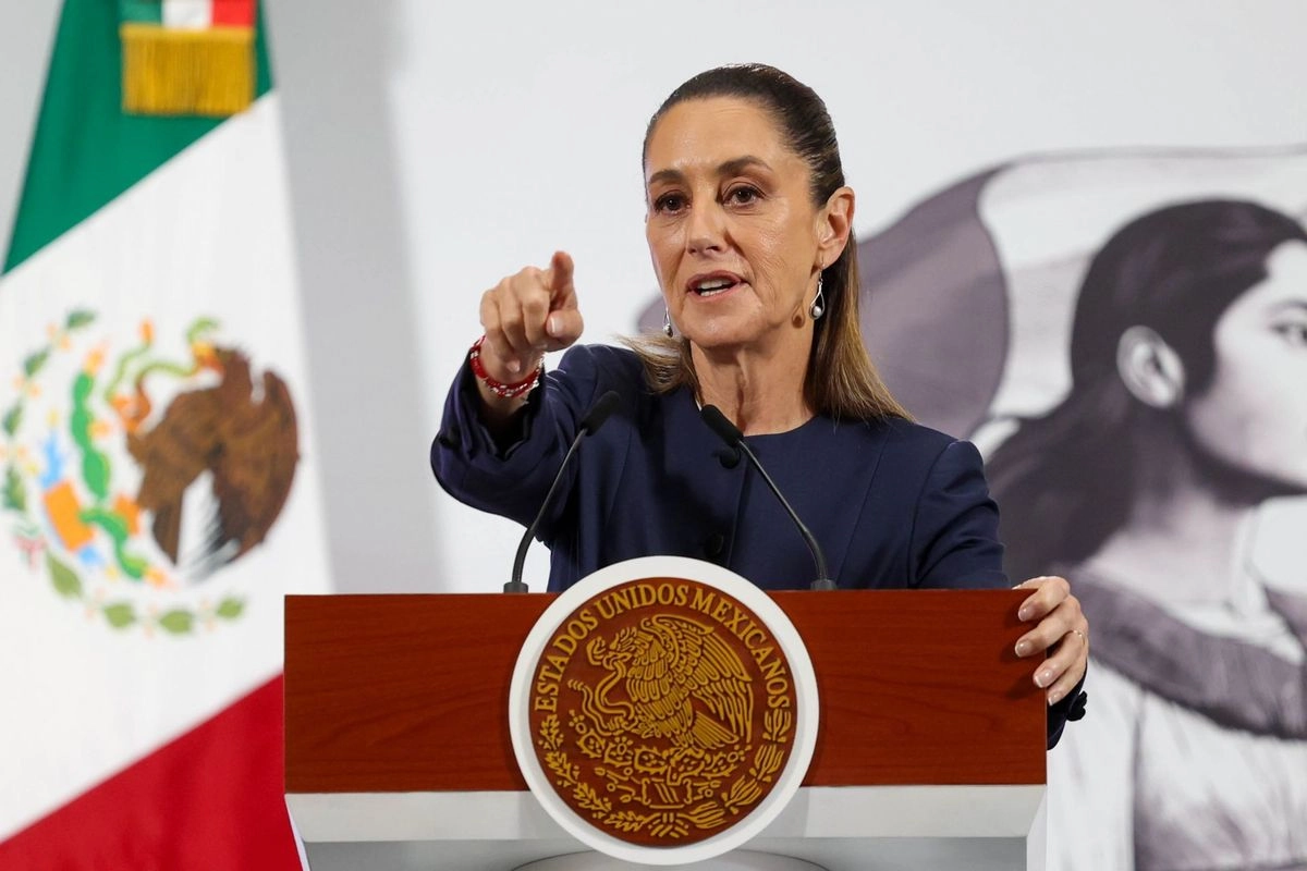 La presidenta Claudia Sheinbaum, durante su conferencia de este lunes desde Palacio Nacional 