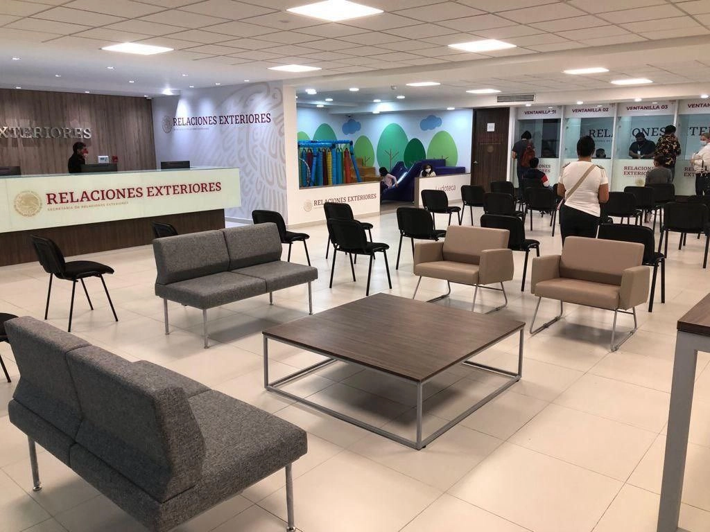 La nueva oficina de pasaportes de la SRE en Pachuca, Hidalgo, estará ubicada en el centro comercial Vía Dorada y contará con 850 metros cuadrados de espacios de atención. Foto tomada de la cuenta de Twitter @SRE_mx 