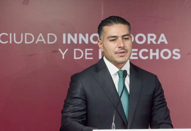 El secretario de Seguridad Ciudadana de la Ciudad de México, Omar García Harfuch, durante conferencia de prensa, en la capital del país, el 8 de junio de 2023. Foto Yazmín Ortega Cortés