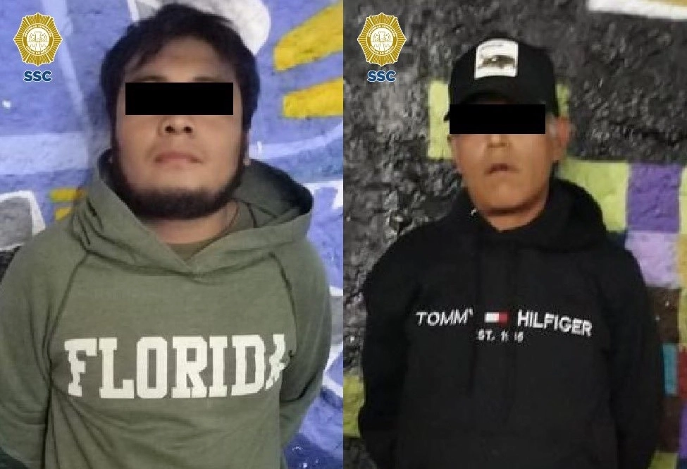 Los dos sospechosos fueron detenidos en la zona de Coapa, alcaldía Tlalpan, informó Omar García Harfuch, jefe de la policía capitalina. Foto tomada del Twitter de @OHarfuch