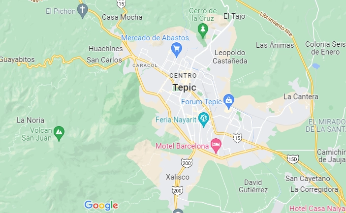 Las tarifas del transporte público en Nayarit aumentaron dos pesos esta semana. Foto Google Maps
