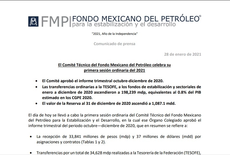 El fondo dio a conocer un informe este jueves.