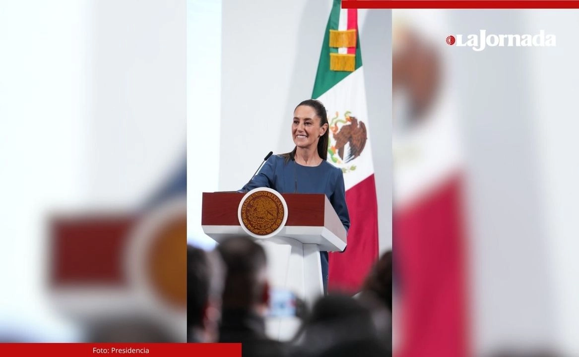 La presidenta de México, Claudia Sheinbaum, durante su conferencia matutina en Palacio Nacional en la Ciudad de México, el 3 de junio de 2025.