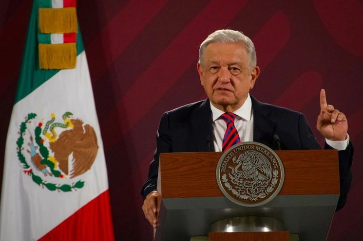 El presidente Andrés Manuel López Obrador, durante la conferencia matutina desde Palacio Nacional, el 31 de agosto de 2023. Foto Cuartoscuro