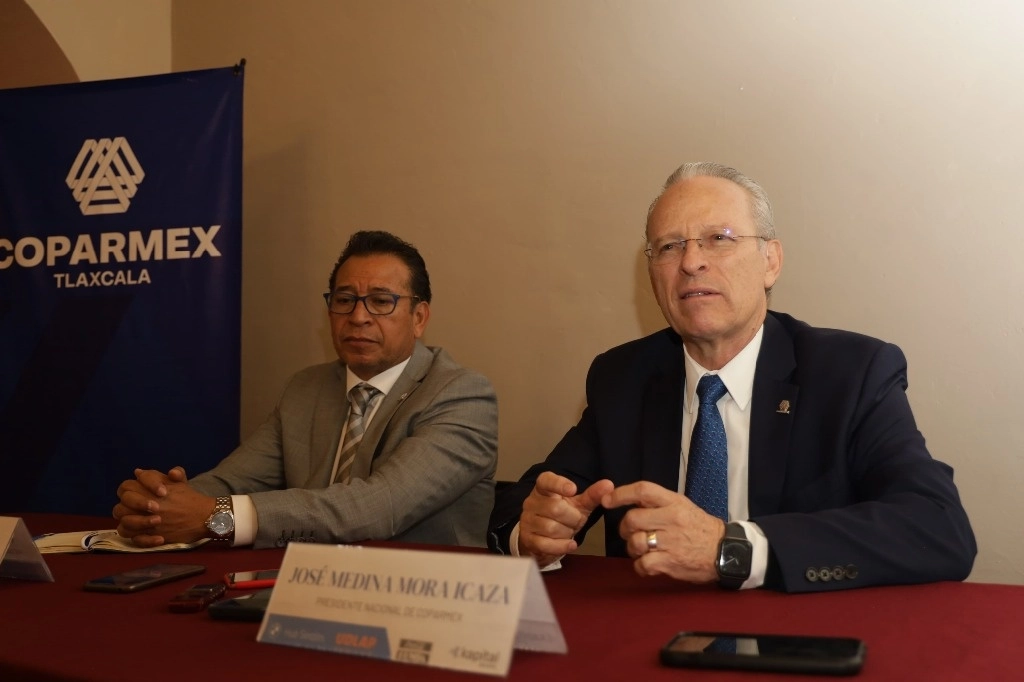 Medina Mora, en conferencia de prensa este miércoles durante su visita a Tlaxcala. Foto Cortesía Alejandro Ancona  