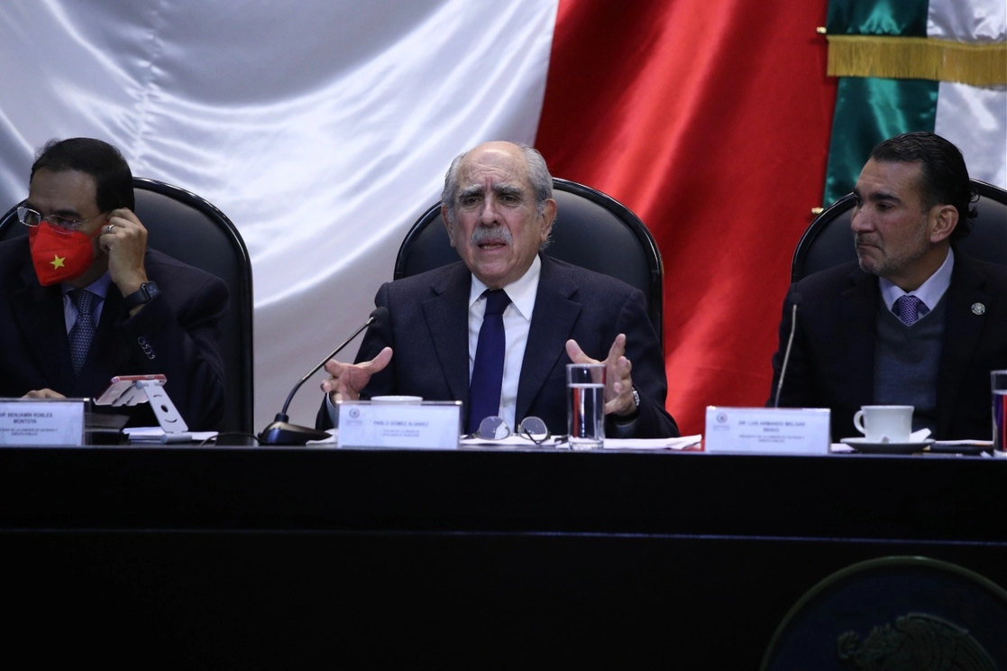Pablo Gómez, titular de la UIF durante su comparecencia, el 23 de noviembre de 2021. Foto María Luisa Severiano