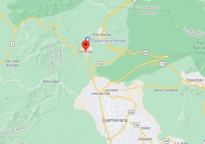 Rosa Isela Ávila García fue asesinada la tarde del lunes por un hombre que se llevó a la fuerza a su hija, de 17 años de edad, informó la policía del municipio de Huitzilac, Morelos. Imagen tomada de Google Maps