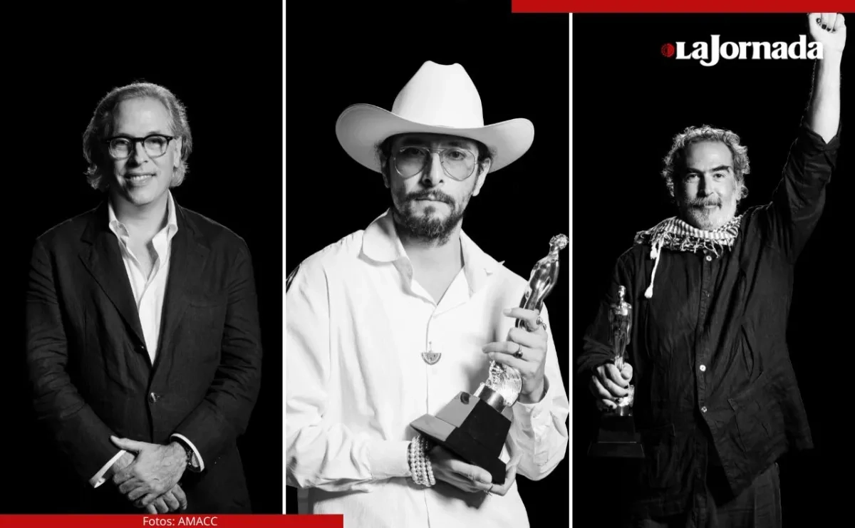 De izquierda a derecha, el director Rodrigo Prieto, el actor Raúl Briones y el editor Yibrán Asuad, tras recibir sus respectivos galardones. Foto