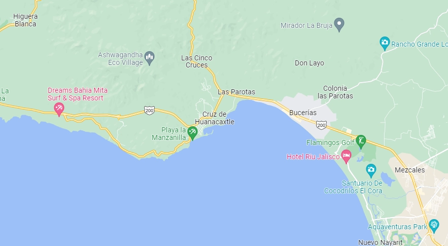 La mayoría de las propiedades decomisas al ex gobernador de Nayarit se ubican en zona costera de Bahía de Banderas. Foto Google Maps