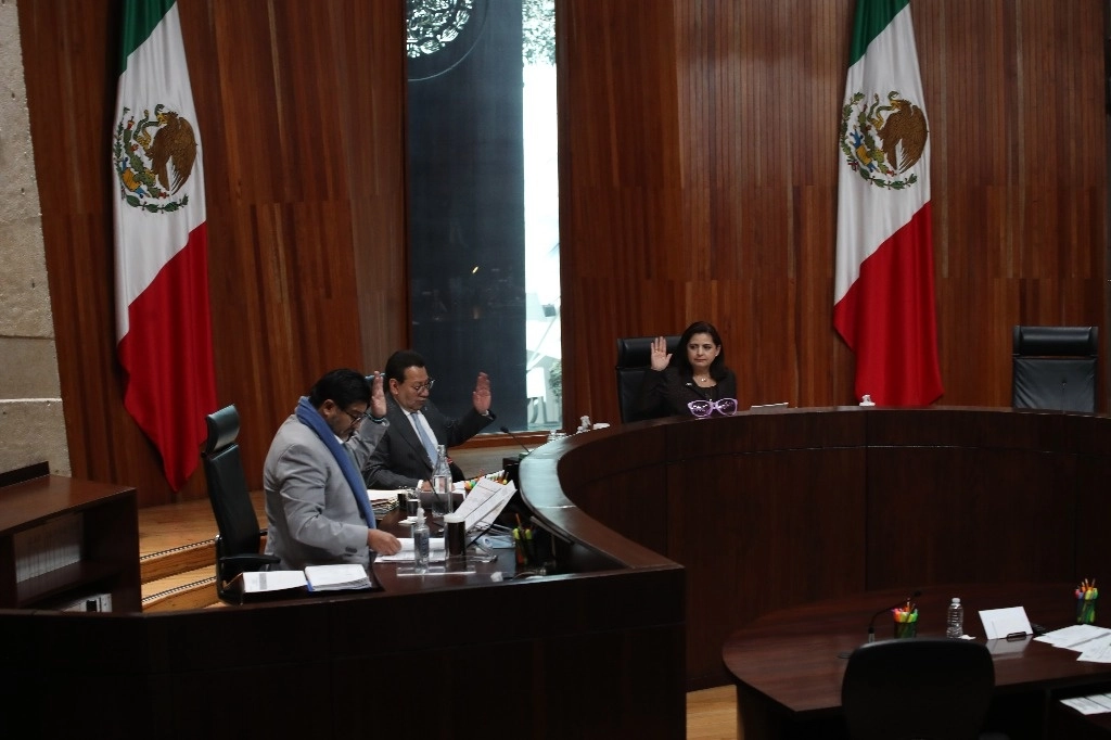 Los magistrados Reyes Rodríguez Mondragón, Felipe Fuente, la magistrada presidenta, Mónica Soto, y Felipe de la Mata durante una sesión pública. Foto Yazmín Ortega Cortés / archivo 