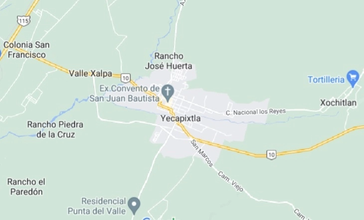 Siguen hospitalizadas 10 personas a causa de las heridas recibidas durante un ataque armado en Yecapixtla, Morelos. Foto Tomada de Google Maps 
