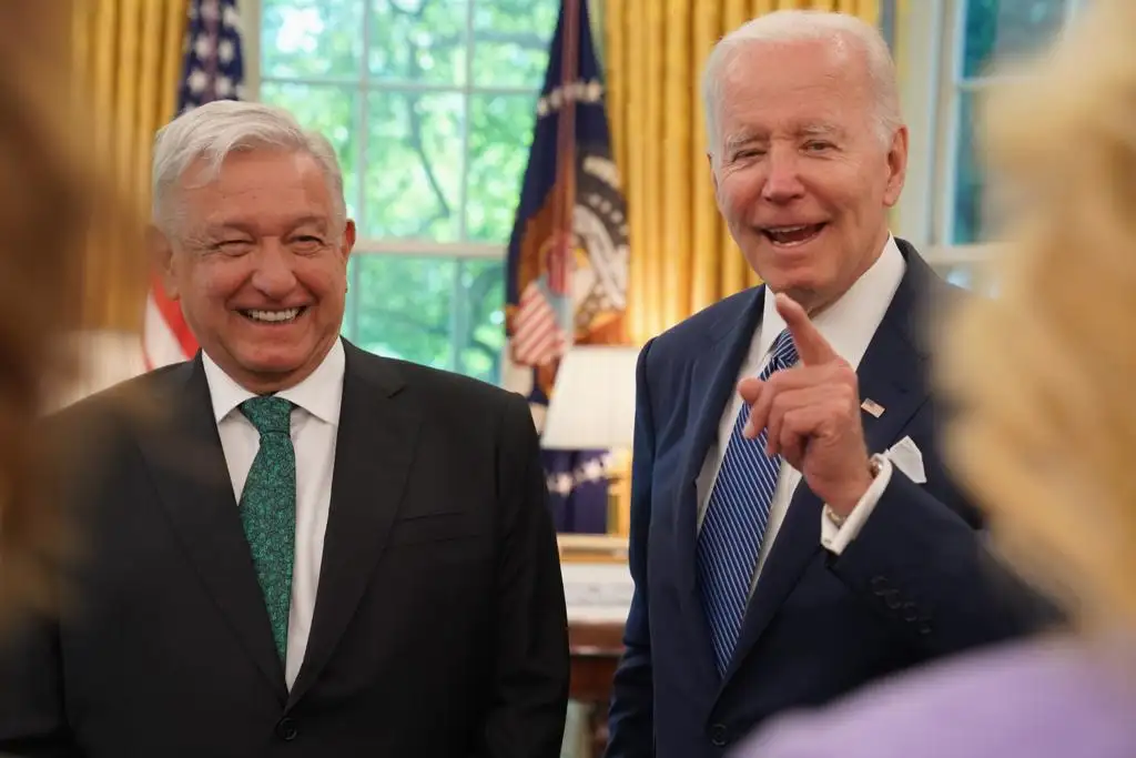 Los presidentes de México y EU, Andrés Manuel López Obrador y Joe Biden, respectivamente, durante la reunión bilateral. Foto: Gobierno de México