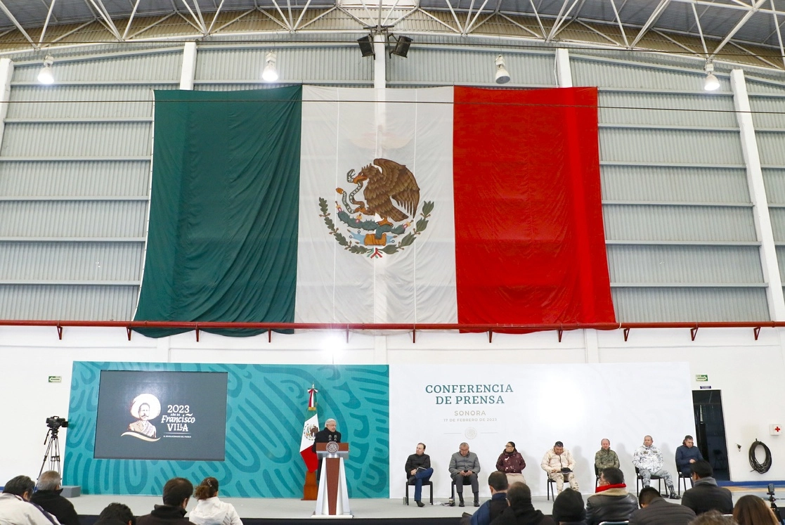 El presidente López Obrador se encuentra este viernes en Sonora, desde donde ofreció su conferencia de prensa. Foto cortesía de Presidencia
