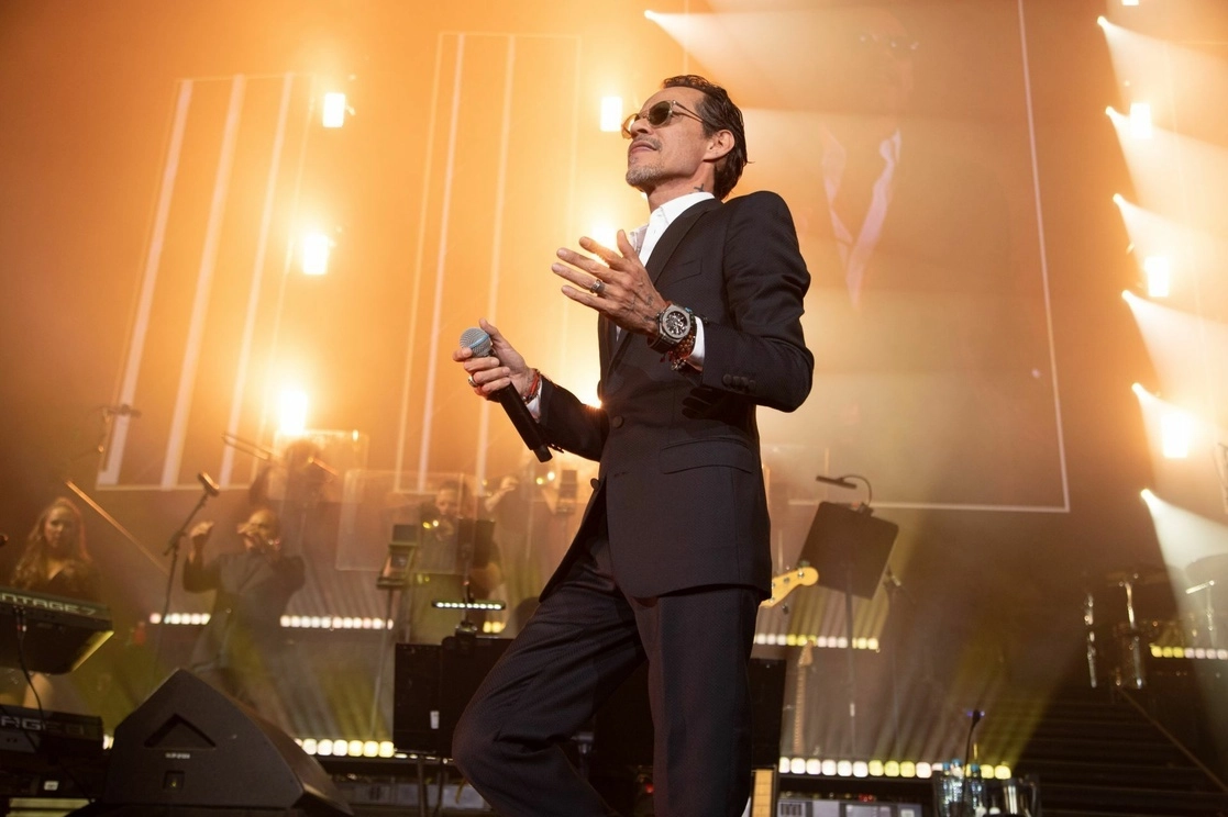 Marc Anthony durante un concierto de su gira "Pa´lla Voy Tour", en el Palacio de los Deportes, el 11 de marzo de 2022. Foto Cuartoscuro