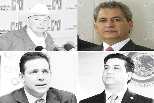 Manuel Cavazos Lerma, gobernador de Tamaulipas en el periodo 1993-1999; Tomás Yarrington Ruvalcaba (1999-2004); Eugenio Hernández Flores (2005-2010), y Francisco García Cabeza de Vaca (2016 a la fecha). Foto archivo 'La Jornada'