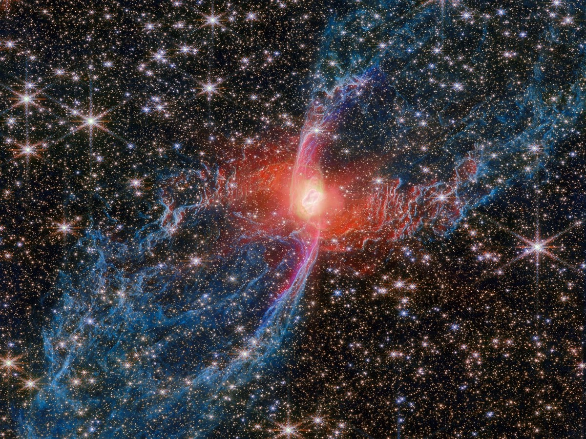 La Nebulosa de la Araña Roja, captada por el telescopio Webb. 

